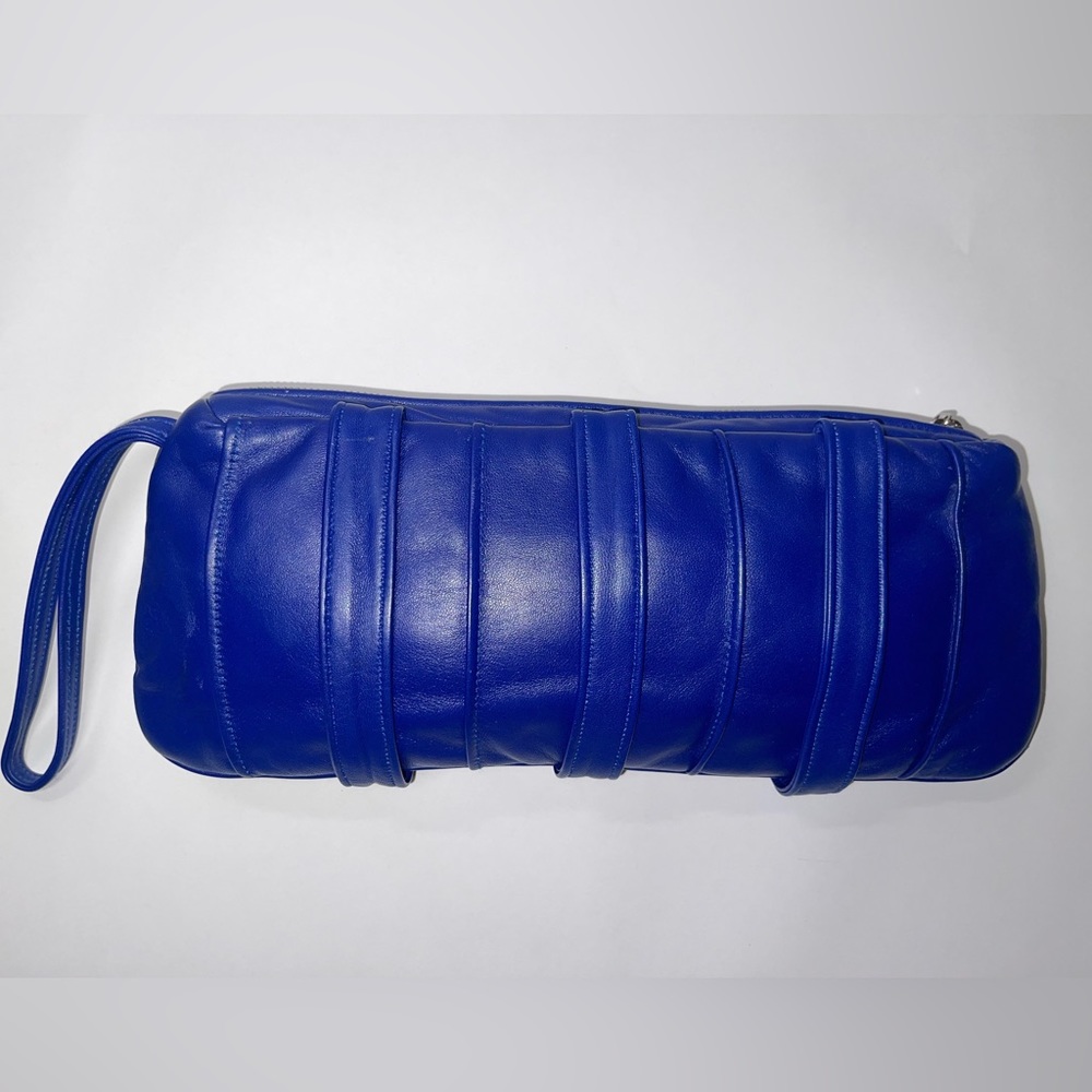 Cobalt Leather Wristlet Clutch
